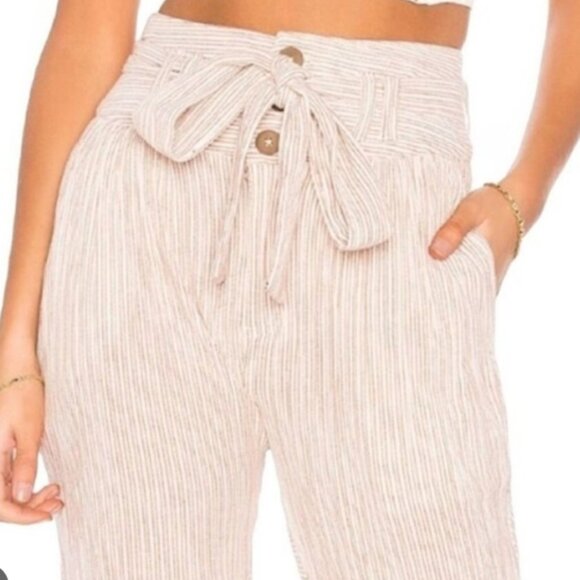 Free People NWT rumors 100% cotton yard dye harem paperbag high rise pants 12 - Picture 3 of 10